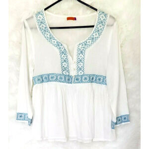 Voile Beautiful White Tunic 100% cotton - Size L